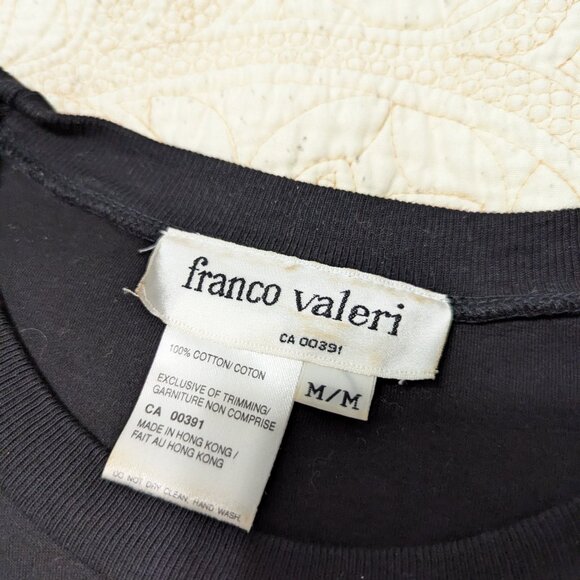 Vintage Franco Valeri T-Shirt Sz. M Black Embroidered - Picture 5 of 10